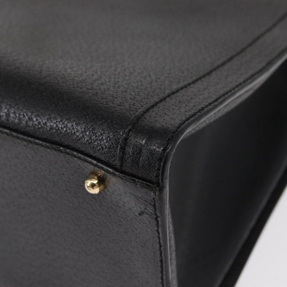 GUCCI Bamboo Hand Bag Leather Black Gold 002 1186 0260 Auth am9829