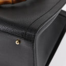 GUCCI Bamboo Hand Bag Leather Black Gold 002 1186 0260 Auth am9829-16