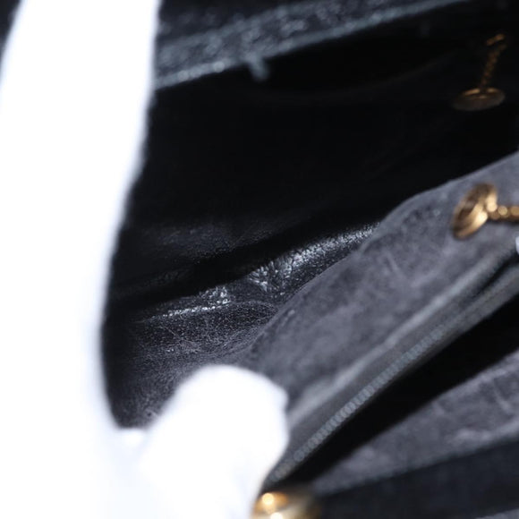 GUCCI Bamboo Hand Bag Leather Black Gold 002 1186 0260 Auth am9829