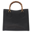 GUCCI Bamboo Hand Bag Leather Black Gold 002 1186 0260 Auth am9829-13