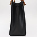 GUCCI Bamboo Hand Bag Leather Black Gold 002 1186 0260 Auth am9829-3
