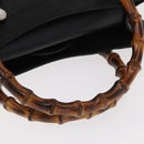 GUCCI Bamboo Hand Bag Leather Black Gold 002 1186 0260 Auth am9829-7