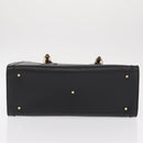 GUCCI Bamboo Hand Bag Leather Black Gold 002 1186 0260 Auth am9829-5