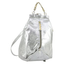 Gianni Versace Backpack Leather Silver Gold Auth am9831-1