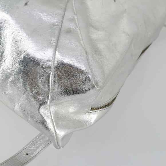 Gianni Versace Backpack Leather Silver Gold Auth am9831
