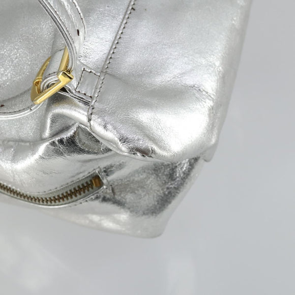Gianni Versace Backpack Leather Silver Gold Auth am9831