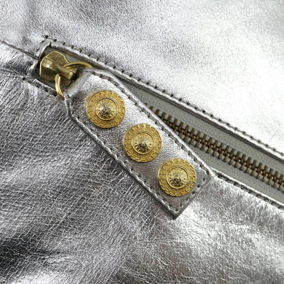 Gianni Versace Backpack Leather Silver Gold Auth am9831