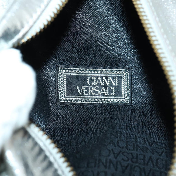 Gianni Versace Backpack Leather Silver Gold Auth am9831