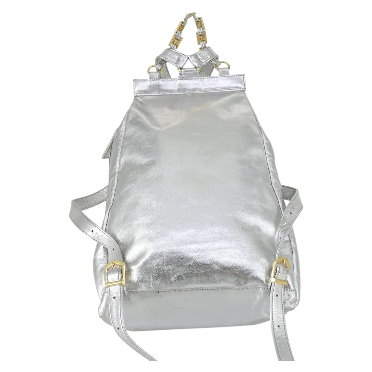 Gianni Versace Backpack Leather Silver Gold Auth am9831  display picture 1