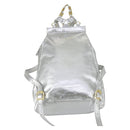 Gianni Versace Backpack Leather Silver Gold Auth am9831-2