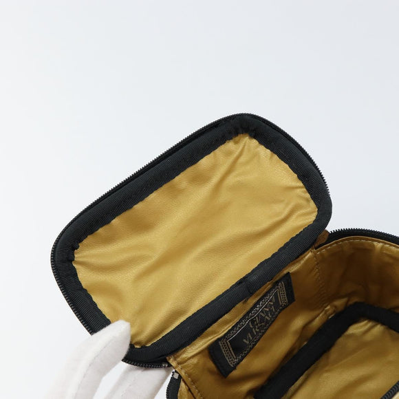 Gianni Versace Vanity Cosmetic Pouch Leather Yellow Gold Auth am9832