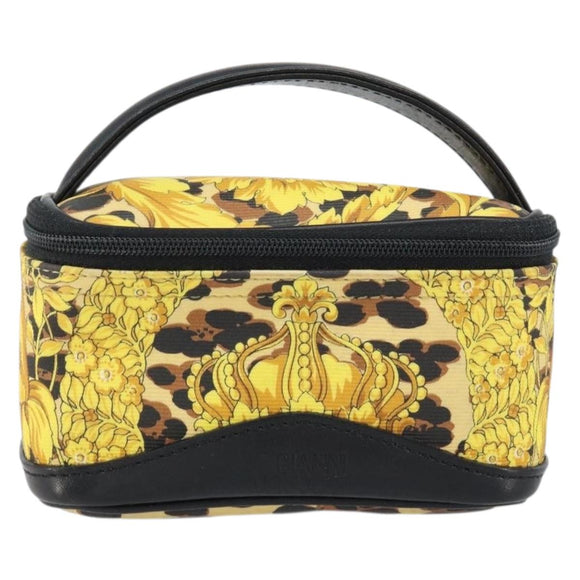 Gianni Versace Vanity Cosmetic Pouch Leather Yellow Gold Auth am9832