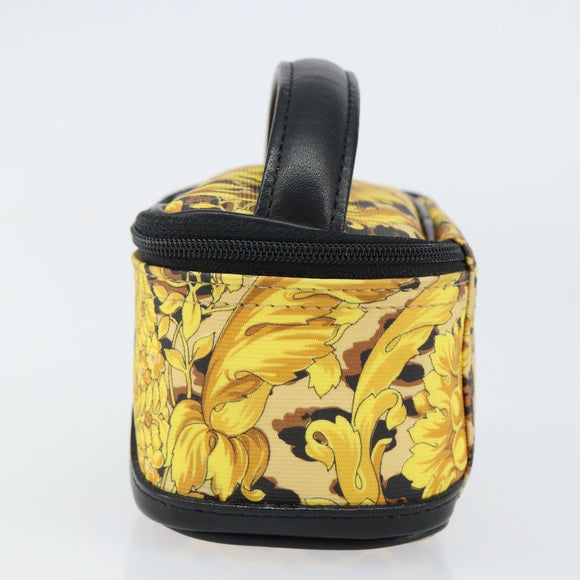 Gianni Versace Vanity Cosmetic Pouch Leather Yellow Gold Auth am9832