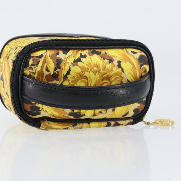 Gianni Versace Vanity Cosmetic Pouch Leather Yellow Gold Auth am9832
