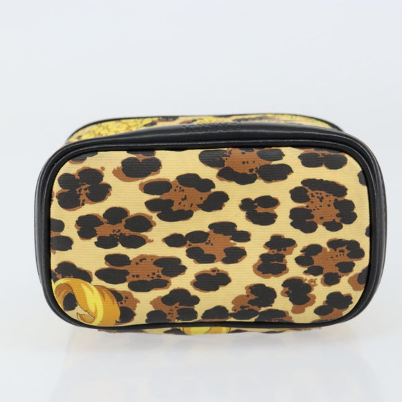 Gianni Versace Vanity Cosmetic Pouch Leather Yellow Gold Auth am9832