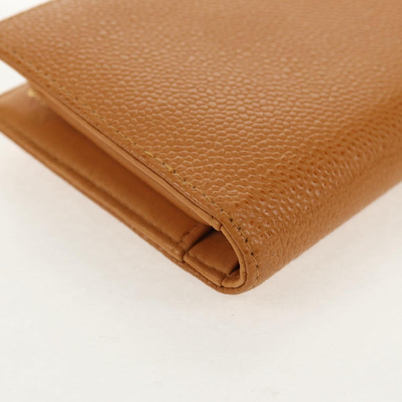 CHANEL Compact Wallet Caviar Skin Brown Gold CC Auth am9835V