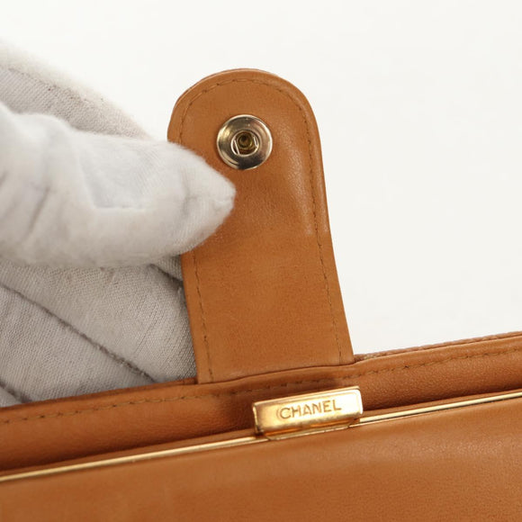 CHANEL Compact Wallet Caviar Skin Brown Gold CC Auth am9835V