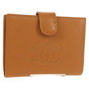 CHANEL Compact Wallet Caviar Skin Brown Gold CC Auth am9835V-1