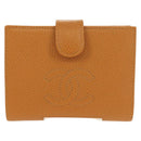 CHANEL Compact Wallet Caviar Skin Brown Gold CC Auth am9835V-13