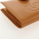 CHANEL Compact Wallet Caviar Skin Brown Gold CC Auth am9835V-7