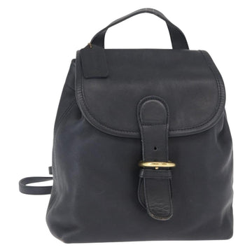 Coach Backpack Leather Navy Gold Auth am9839