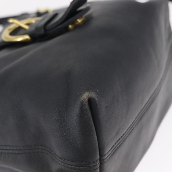 Coach Backpack Leather Navy Gold Auth am9839