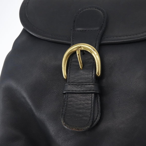 Coach Backpack Leather Navy Gold Auth am9839