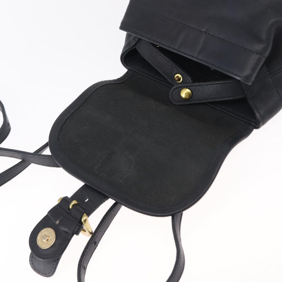 Coach Backpack Leather Navy Gold Auth am9839