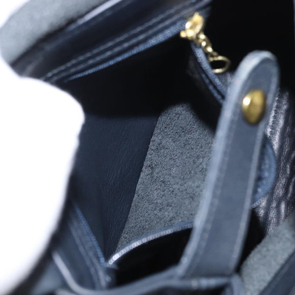 Coach Backpack Leather Navy Gold Auth am9839
