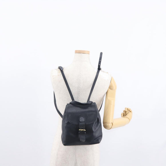 Coach Backpack Leather Navy Gold Auth am9839