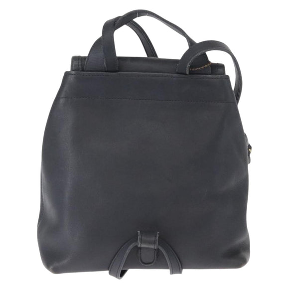 Coach Backpack Leather Navy Gold Auth am9839