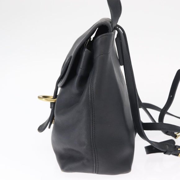 Coach Backpack Leather Navy Gold Auth am9839