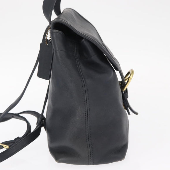 Coach Backpack Leather Navy Gold Auth am9839