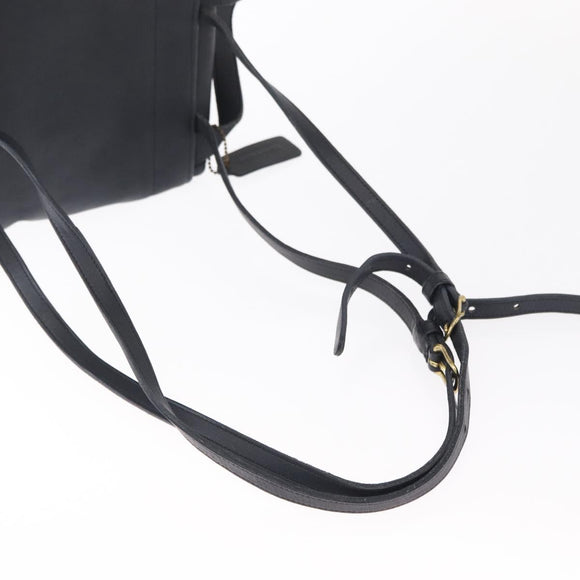 Coach Backpack Leather Navy Gold Auth am9839