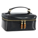 GUCCI Bamboo Vanity Hand Bag Nylon Black Gold 032 1956 0151 Auth am9840-1