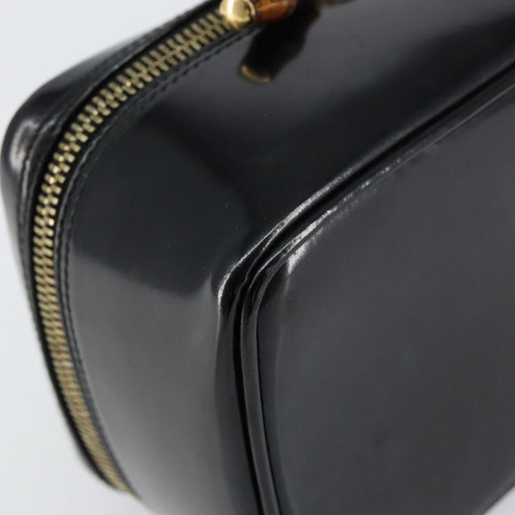 GUCCI Bamboo Vanity Hand Bag Nylon Black Gold 032 1956 0151 Auth am9840