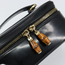 GUCCI Bamboo Vanity Hand Bag Nylon Black Gold 032 1956 0151 Auth am9840-17