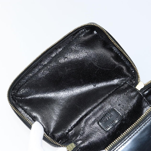 GUCCI Bamboo Vanity Hand Bag Nylon Black Gold 032 1956 0151 Auth am9840
