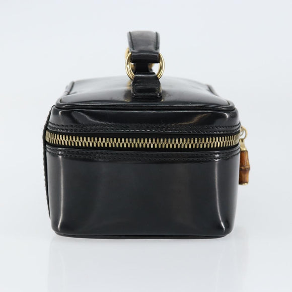 GUCCI Bamboo Vanity Hand Bag Nylon Black Gold 032 1956 0151 Auth am9840