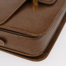 GUCCI Shoulder Bag Leather Brown Gold Auth am9842-10