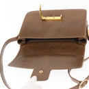 GUCCI Shoulder Bag Leather Brown Gold Auth am9842-15