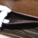 GUCCI Shoulder Bag Leather Brown Gold Auth am9842-21