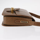 GUCCI Shoulder Bag Leather Brown Gold Auth am9842-4