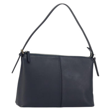 BURBERRY One Shoulder Bag Leather Navy Silver Auth am9843