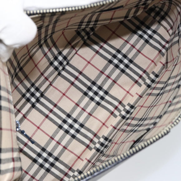 BURBERRY One Shoulder Bag Leather Navy Silver Auth am9843