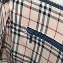 BURBERRY One Shoulder Bag Leather Navy Silver Auth am9843-19