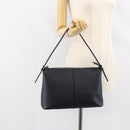 BURBERRY One Shoulder Bag Leather Navy Silver Auth am9843-21