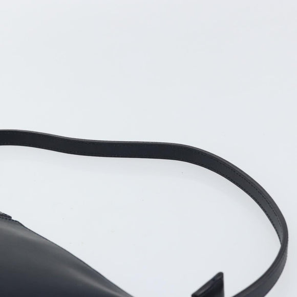 BURBERRY One Shoulder Bag Leather Navy Silver Auth am9843