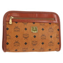 MCM Logogram Vicetos Clutch Bag PVC Leather Brown Gold Auth am9844V-1
