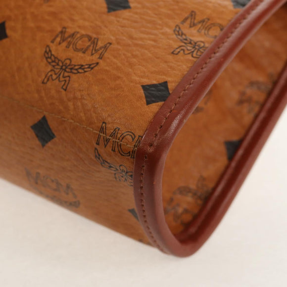 MCM Logogram Vicetos Clutch Bag PVC Leather Brown Gold Auth am9844V